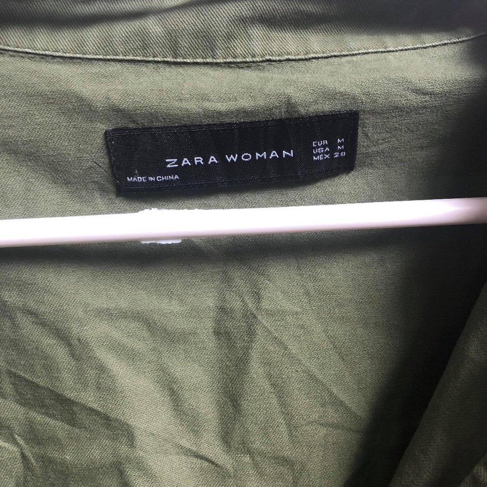 ZARA Womens Army Green Sticker Jacket - Picture 7 of 10
